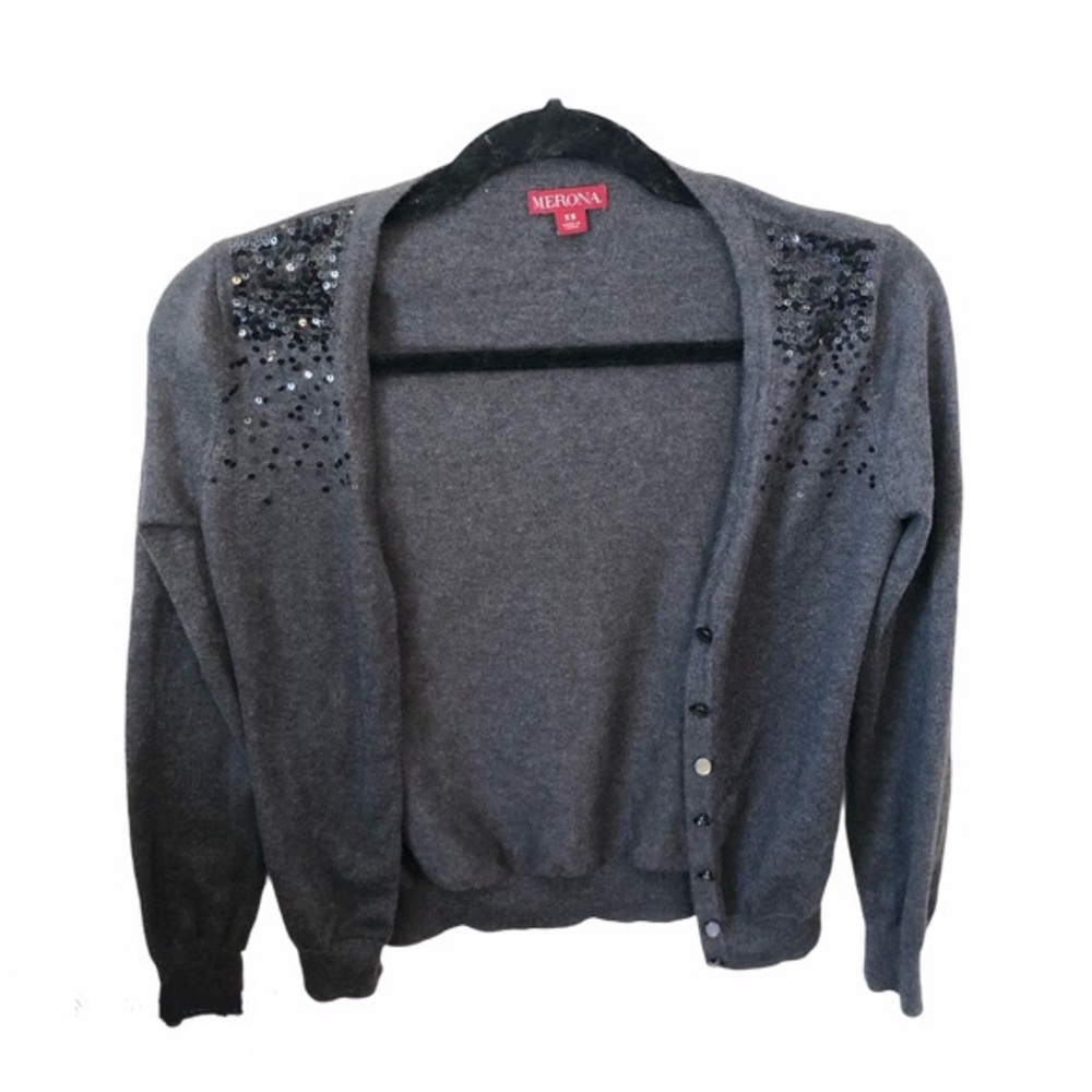Gray Cardigan with Sequins